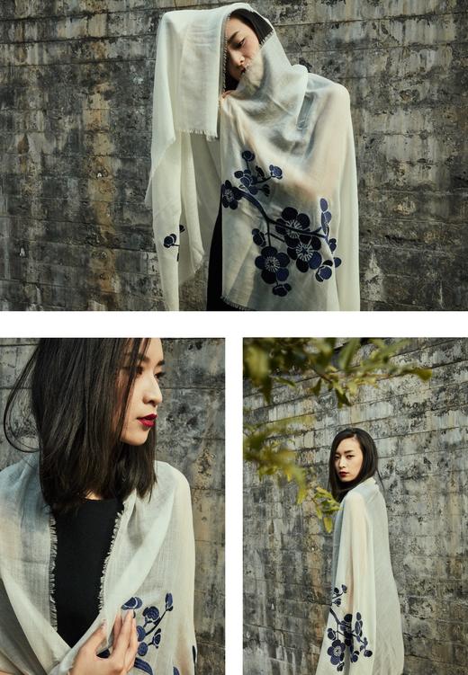 五行色刺绣羊绒围巾 披肩 SJG18P608N 商品图5