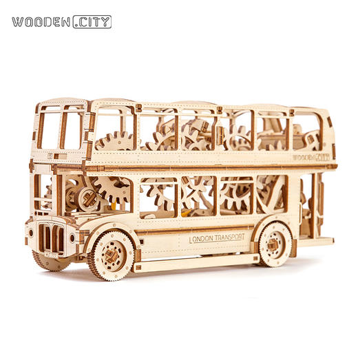 WoodenCity波兰木制机械传动模型伦敦巴士儿童拼装玩具男孩子礼物 商品图1