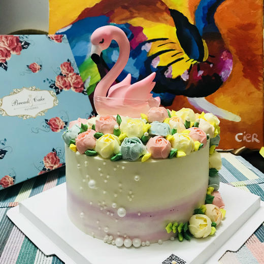 花朵火烈鸟蛋糕(图片为6寸效果)