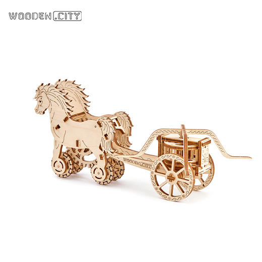 WoodenCity波兰木制机械传动模型罗马战车儿童拼装玩具男孩子礼物 商品图1