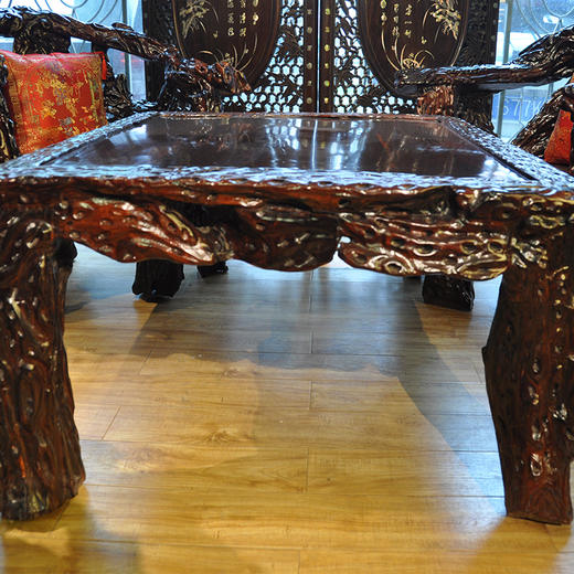 大红酸枝大型陈化料根艺沙发5件套成都古越