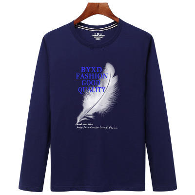 【服饰鞋包】秋款长袖男t恤大码韩版羽毛图案潮流圆领打底衫男长袖t恤 商品图7