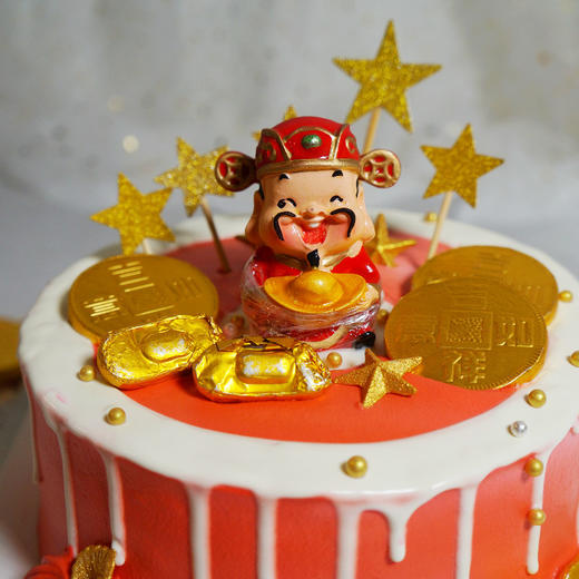 贺年恭喜发财财神爷蛋糕(图片是6寸效果)