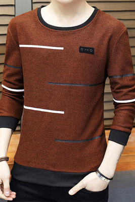 【卫衣男】秋季男式长袖t恤新款韩版圆领休闲卫衣男修身打底衣男装潮 商品图8