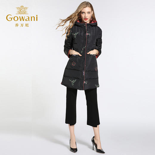 乔万尼羽绒服女白鸭绒宽松直筒保暖两面穿小个子中长款EB4T085 商品图2
