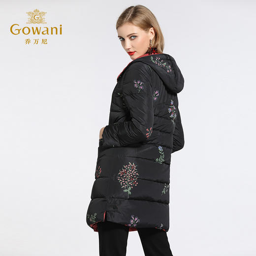 乔万尼羽绒服女白鸭绒宽松直筒保暖两面穿小个子中长款EB4T085 商品图3