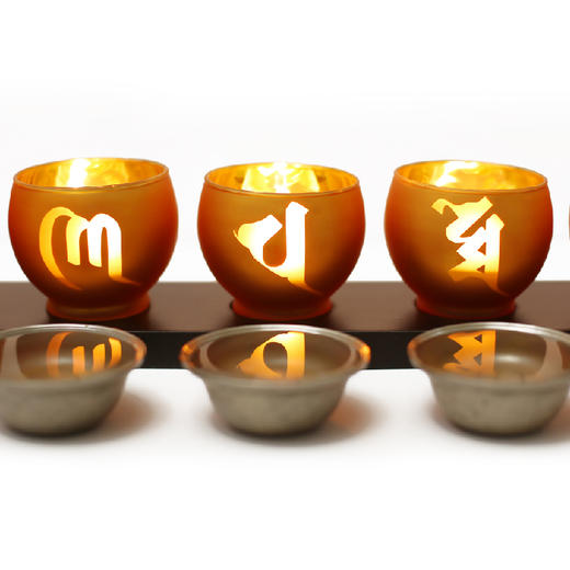 慧灯六字大明咒玻璃电镀供灯杯 商品图1