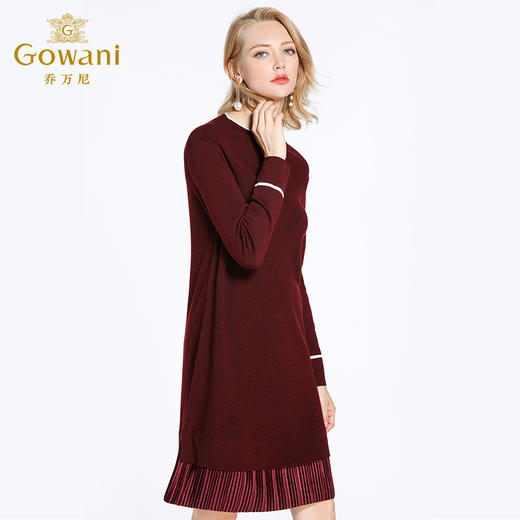 【两色可选】乔万尼秋冬季修身直筒气质打底羊毛针织连衣裙女中长款EB4M001 商品图2