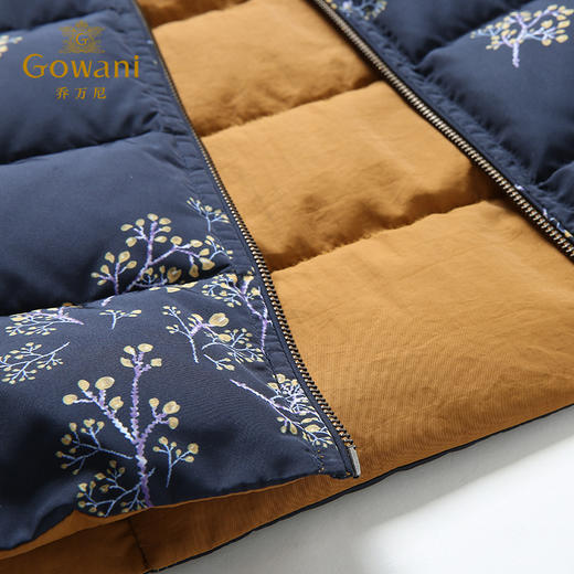 乔万尼羽绒服女白鸭绒修身收腰大毛领轻薄两面穿过膝长款EB4T088 商品图2