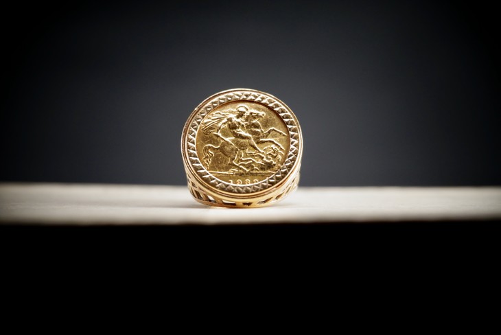 英国古董9k金乔治马剑金币戒指ofrantiques英国古董