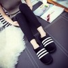 【服饰鞋包】棉拖鞋 冬季时尚黑白条纹情侣拖鞋家居家男女保暖三条杠拖鞋 商品缩略图4