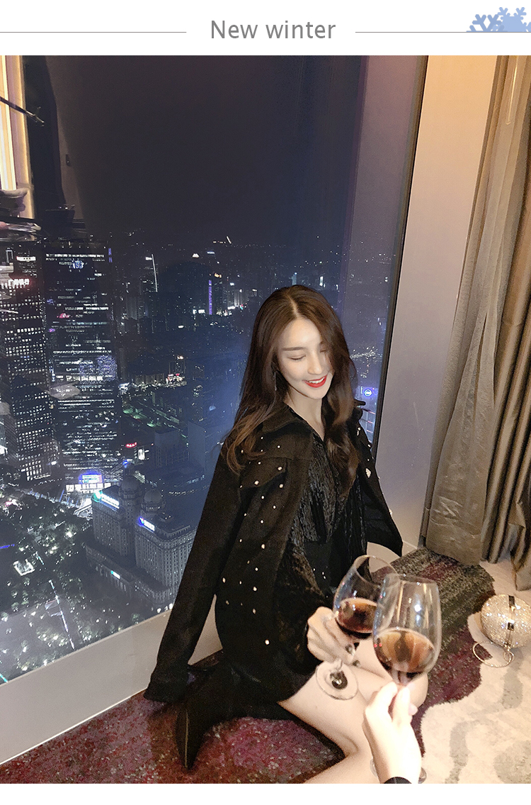 张心子御姐套装女2018秋冬新品时髦名媛气质女神毛呢套装裙两件套