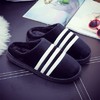 【服饰鞋包】棉拖鞋 冬季时尚黑白条纹情侣拖鞋家居家男女保暖三条杠拖鞋 商品缩略图2