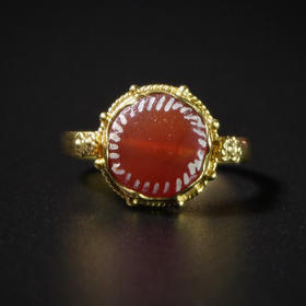 古印度镶蚀红玉髓“小太阳”戒指
