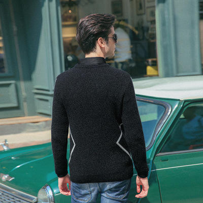 【服饰鞋包】秋冬仿貂绒毛衣个性青年男士加厚针织衫圆领长袖韩版拼色毛衫 商品图6
