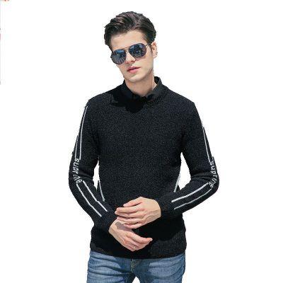 【服饰鞋包】秋冬仿貂绒毛衣个性青年男士加厚针织衫圆领长袖韩版拼色毛衫 商品图3