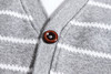 【针织衫男】秋季新款男士V领套头假两件针织衫灰白条纹毛衫 商品缩略图1