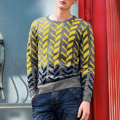 【针织衫男】C潮牌秋冬新款渐变提花针织衫韩版青年圆领修身毛衣羊毛衫男M125 商品图3