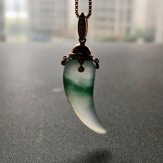 高冰种飘花翡翠辣椒小牙海螺18k玫瑰金钻石镶嵌 商品图8