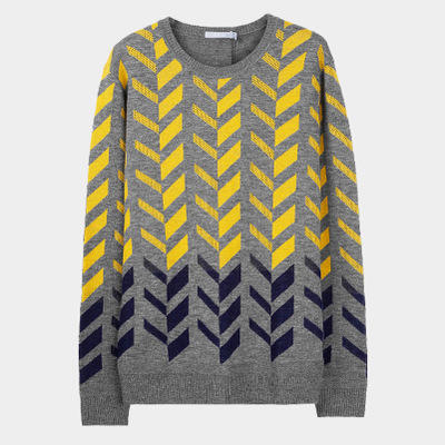 【针织衫男】C潮牌秋冬新款渐变提花针织衫韩版青年圆领修身毛衣羊毛衫男M125 商品图5