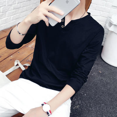 【T恤男】秋季新款男士V领长袖T恤上衣服青年纯棉长袖男装潮 商品图9