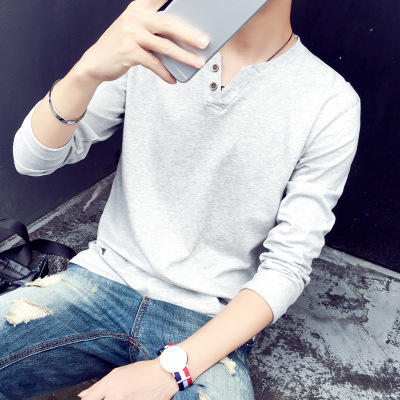 【T恤男】秋季新款男士V领长袖T恤上衣服青年纯棉长袖男装潮 商品图8