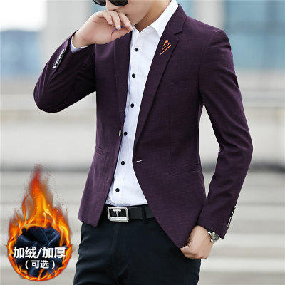 【服饰鞋包】秋季男士休闲西服韩版修身小西装外套男便西潮加绒单西男上衣 商品图1