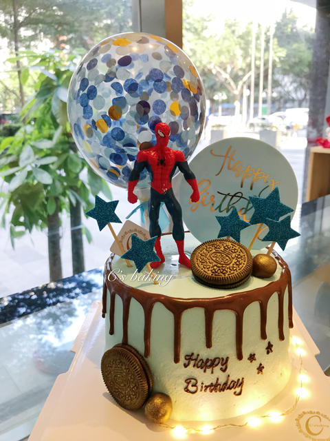 蜘蛛侠+气球款  忌廉蛋糕（蜘蛛侠的动作造型随机哦~）（默认自提，收费配送请联系客服） 商品图0