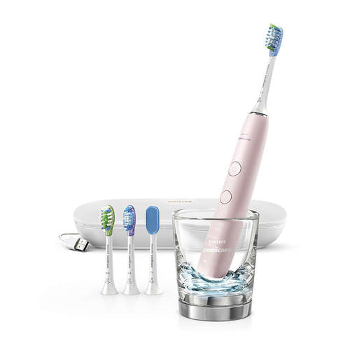 飞利浦Philips电动牙刷 蓝牙版 成人声波震动钻石系列 冰晶粉 HX9924/22 商品图1