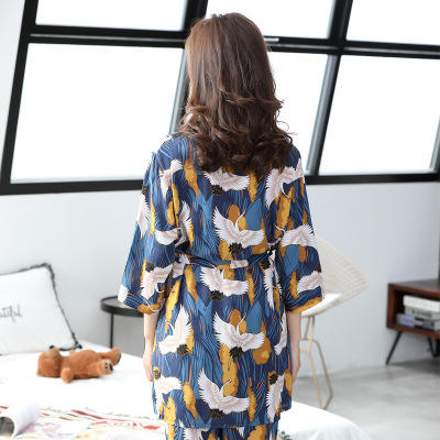 【睡袍】 睡衣三件套 性感棉绸女士家居服新品春秋季爆款睡袍吊带裤 商品图5