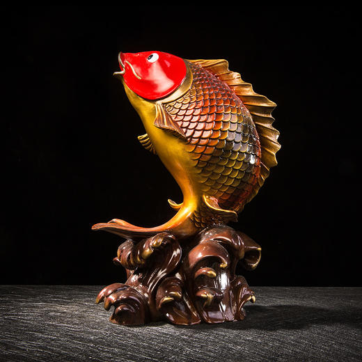 朱炳仁铜精铜飞跃腾达非遗铜鱼摆件艺术品事业高升飞黄腾达