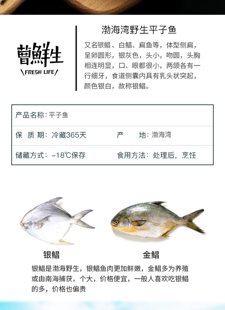 招牌渤海湾鲜冻野生平子鱼海鲜