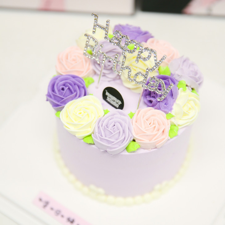 "浪漫粉紫秘密花园韩花"奶油生日蛋糕 0342 - maymaycake美日微甜