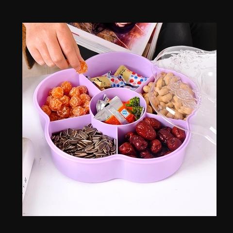【果盘】。果盘创意现代客厅简约欧式瓜子盘婚庆糖果盘盒塑料分格带盖干果盘 商品图0