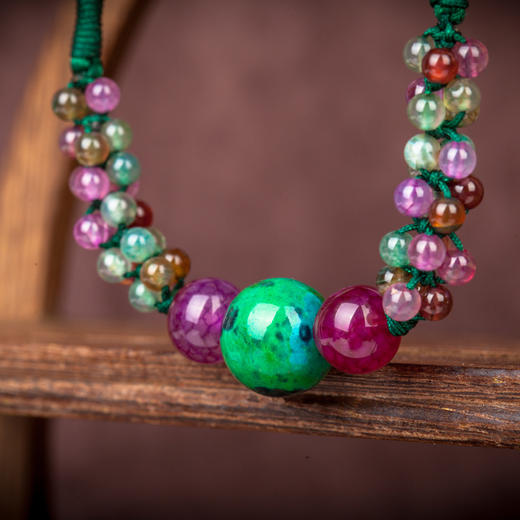 ysd180019七彩松石手工编织吊坠