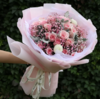 粉色梦幻	 --19枝粉玫瑰,白色乒乓菊 满天星搭配（1656） 商品缩略图0