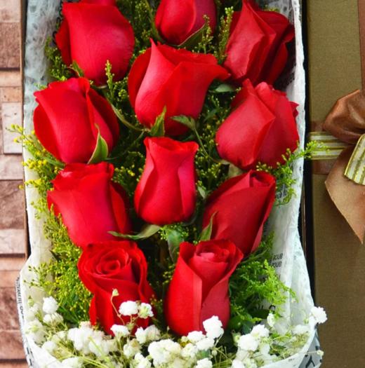 一生的爱	11枝红玫瑰，2只小熊，黄莺满天星搭配（1652） 商品图2