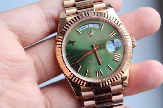 ROLEX劳力士恒动系列 星期日历型41mm 玫瑰金绿面 商品图1