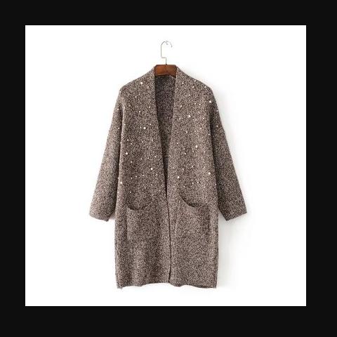 【服饰鞋包】秋冬新款 甜美风女装纯色钉珠毛衣针织衫开衫加厚外套女 商品图0