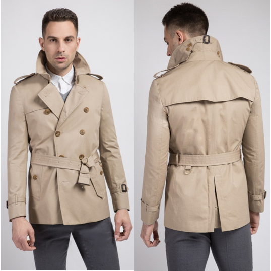 战壕风衣短款标准款式定制经典卡其色