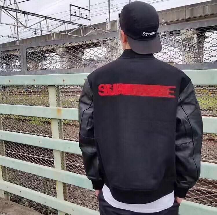 supreme Motion logo varsity jacket 幻影羊毛皮袖夹克