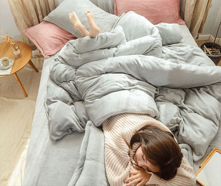 法兰绒床品四件套3秒暖床天生超柔让你睡到不想起床