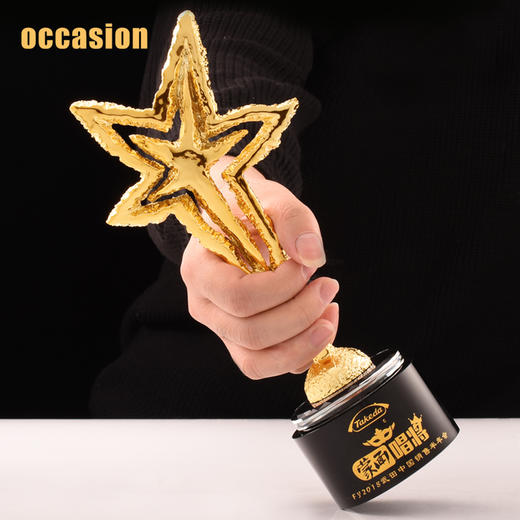 盛典 五角星奖杯定制 奖杯定制创意奖品 个性枫叶纪念品 树脂定制 商品图1