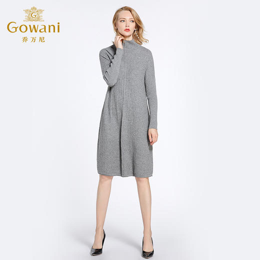 乔万尼冬季宽松大码欧货高领针织羊毛打底连衣裙女中长款EB4M003 商品图1