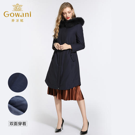 乔万尼冬季两面穿收腰保暖大毛领派克羽绒服中长款EB4T052 商品图3