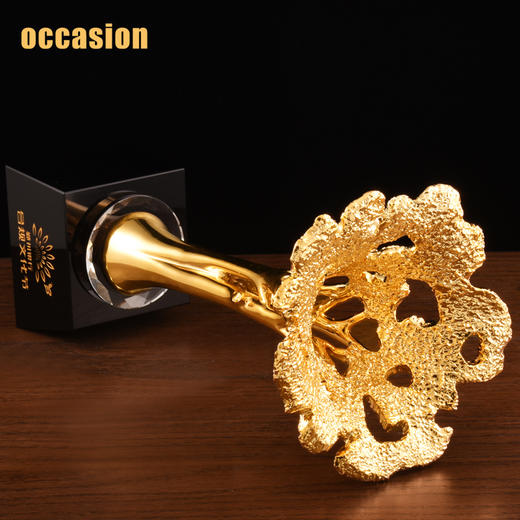 盛典荣耀之树奖杯水晶优秀员工年会奖品镀金树脂金属创意纪念品 商品图4