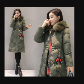 【棉服女】大毛领羽绒棉衣女中长款韩版新款修身女装冬季加厚大码棉服外套女