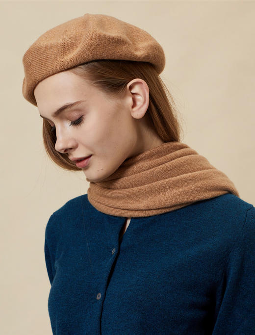 纯羊绒贝雷帽&围巾组合（2色） 商品图1