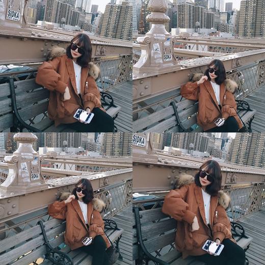 【特价断码 不退不换】 金蘑菇菇  M码 焦糖色毛领棉衣/棉服外套 无毛领！ 商品图2