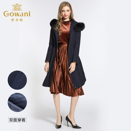 乔万尼冬季两面穿收腰保暖大毛领派克羽绒服中长款EB4T052 商品图2